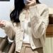 Aria Basics Aria Basics Autumn Winter Short Thickened Wool Sweater For Women Round Neck Cardigan Loose Lazy Knitted Top Coat_ecoleips.com