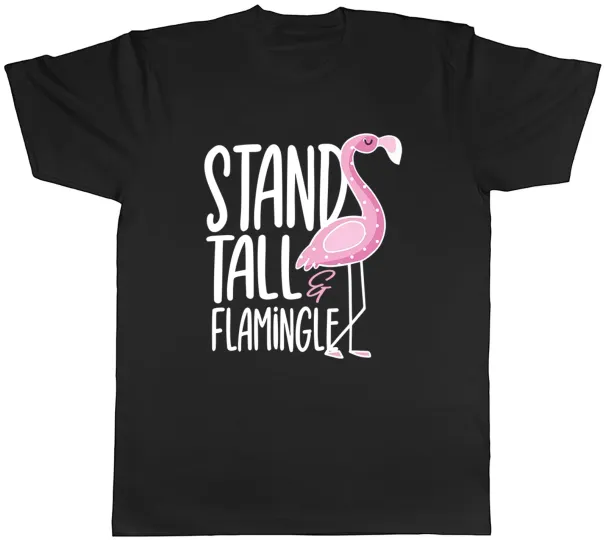 Women's T-Shirts Stand Tall & Flamingle Funny Flamingo Gossip Mens T-Shirt Tee Gift Top_ecoleips.com