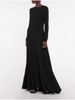 Women's Clothing Elegant Temperament Cotton Blended Knitted Front Embroidery Elastic Long Sleeve Dress_ecoleips.com