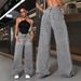 Women's Jeans: Sweet Spicy High-Waisted Straight-Leg Loose Casual Long Pants, Cross-Border European And American_ecoleips.com