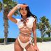 2025 New European American Style Women's Drawstring Strappy Striped Two Piece Swimsuit Bikini Cross Border_ecoleips.com