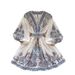 Women's Clothing Printed Dress For Women V Neck Puff Sleeve Waist Design Niche Celebrity Temperament Dress_ecoleips.com