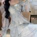 New European And American Super Fairy Gradient Misty Square Neck Floral Dress For Women With Butterfly Ruffle Hem_ecoleips.com
