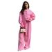 Women's Long Sleeved Cardigan And Wide Leg Trousers Set Pure Cotton Lantern Sleeve Top And Bottoms Autumn_ecoleips.com