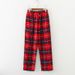 Spring Autumn Women 100% Cotton Sleep Bottoms Female Plus Size Top Quality Night Lounge Trousers Women's Casual Plaid Home Pants_ecoleips.com