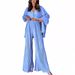 Women’s Clothing women's autumn new style pleated bell bottom pants single breasted pleated home clothes drape two piece suit_ecoleips.com
