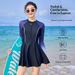 Aria Basics Women's Long Sleeve Sun Protection Sports Conservative 2025 New One-Piece Surf Swimsuit Gradient Color Plus Size Diving_ecoleips.com