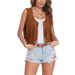 Women's Boho Suede Fringe Vest Sleeveless Longline Jacket Western And Vintage Aesthetic 6 Styles 20 plus Colors_ecoleips.com
