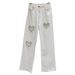 Women Spring And Summer Heart Shaped Hot Diamond New Style Personality Fashionable Wide Leg Straight Leg Floor Length Trousers Jeans_ecoleips.com
