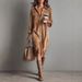 Women's Clothing Women's Solid Color Corduroy Long Sleeve Lapel Shirt Loose Long Skirt Maxi Dress For Autumn Winter_ecoleips.com