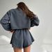 Women's Clothing Autumn New Women's Knitted Long Sleeved Sweater Shorts Suit Jogging Sports Suit Two Pieces_ecoleips.com