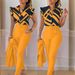 2024 New Casual Fashion Slim Fit Printed Ruffle Sleeve Single-Breasted Top Solid Color Pants With Belt Set For Women_ecoleips.com
