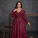 Women's Clothing Plus Size Sequin Pleated Dress – Elegant V-Neck Long Sleeve Evening Gown For Cocktail Parties_ecoleips.com