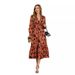 2026 Independent Site Cross-border Supply Autumn And Winter New V-neck Long-sleeve High-waisted Floral Dress_ecoleips.com