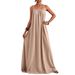 2026 European And American Cross-border Summer New Elegant Solid Color Strap Maxi Holiday Style Dress_ecoleips.com