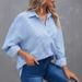 Spring Women's Pocket Loose Top, Striped Classic Long-Sleeved Work Shirt Top_ecoleips.com