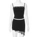 Women's Clothing 2025 Spring Summer New Solid Color Slim Fit Crop Lace Camisole Top Low Waist Short Skirt Set_ecoleips.com