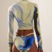 Women's Clothing Long Sleeve Surfing Bikini Zipper Print Triangle Swimsuit Fashionable Swimwear_ecoleips.com
