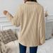 2026 Winter European Style Women Striped Shirt Coat With Big Pockets_ecoleips.com