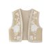Women's Clothing Supply Spring New Embroidered Open Vest Vest Pink Blue_ecoleips.com