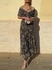 Floral Print High Waist Pleat Party Dress Elegant Women Bat Sleeve Swing Party Dress Female Chest Low Cocktail A-Line Dress HPSW_ecoleips.com