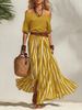Women's Clothing Women's Nautical Resort Style Set Off Shoulder Top And Slit Skirt Spring/Summer Top Skirt Ensemble_ecoleips.com