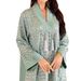 Women's Clothing Modest Abaya Dress Elegant V-Neck Embroidered Abaya Dress In Light Green – Modest Long Sleeve Muslim Gown (Middle Eastern Style)_ecoleips.com