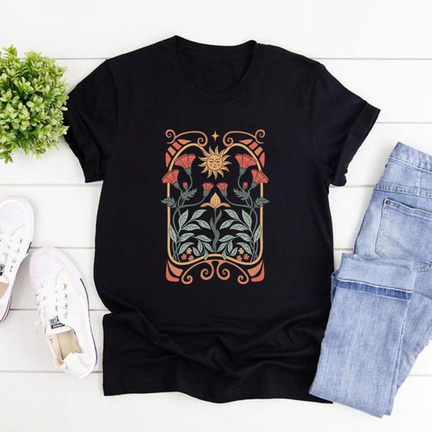 Boho Wildflowers Tshirt Boho Flowers T Shirt Women Short Sleeve T-shirts Vintage Casual Tops Floral Nature Tee Women Clothing_ecoleips.com