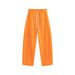 Orange Fleece-Lined Thickened Scimitar Wide-Leg Pants For Women Autumn Winter New Casual Design High-Waisted Sports_ecoleips.com