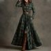 2026 Spring New European And American Cross-Border Women's Fashion Casual Elegant Commuter Printed Turn-Down Collar Slim_ecoleips.com