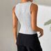 Elegant Women's Rib-Knit Cardigan Vest Short Sleeveless Open Front Shirt in Light Gray Slim Fit Versatile Top_ecoleips.com