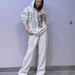 Women's Clothing Tie Dyed Zipper Cardigan Large Size Sweater Suit Autumn Hot Diamond Casual Straight Pants Outdoor Sportswear Two Piece Suit_ecoleips.com