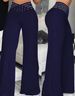 Women's High-Waisted Belted Trousers Elegant Commuter Style Hollowed out Slightly Flared Casual Wide Leg Pants_ecoleips.com