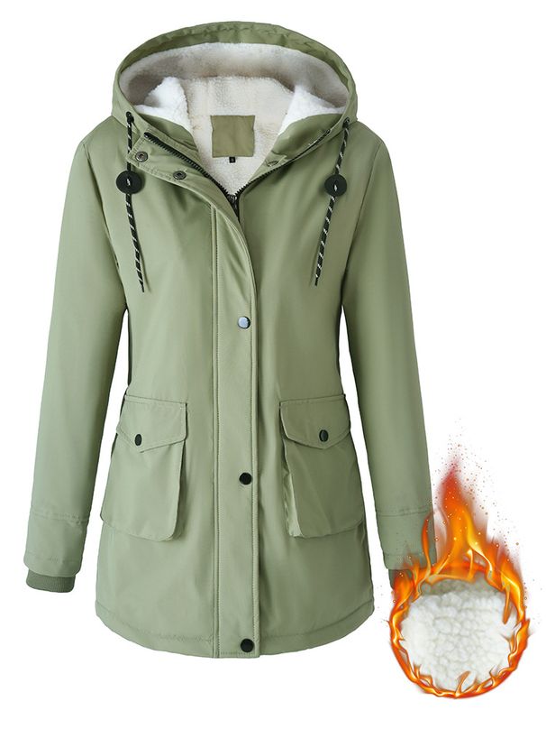 2025 Parka Autumn And Winter Lambswool Cotton Padded Jacket Women's European Size Thickened Plush Cotton Padded Jacket Women's Casual Hooded Jacket_ecoleips.com