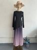 Women's Slim Fit Long Dress Tie Dye Pleated Gradient Elegant Style European American Fashion 2024_ecoleips.com