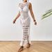 Women's Clothing Hollow Floral Beach Skirt Waist Strap Tassel Long Skirt Popular Beach Skirt_ecoleips.com