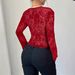 European American Cross-border 2026 Spring New Women's V-neck Lace And Mesh Bell-sleeve T-shirt Top_ecoleips.com