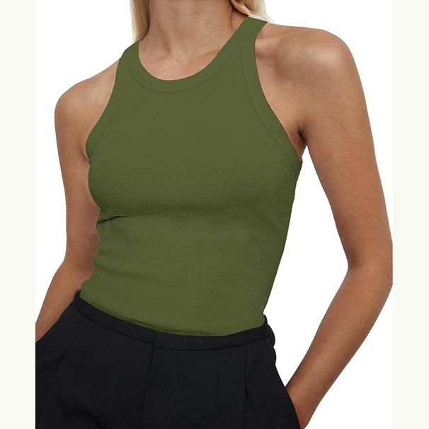 Women's Clothing Slim Fit Round Neck Camisole Summer American Style Base Layer Top Versatile Street_ecoleips.com