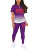 Women's Clothing Women's Simple Solid Color Gradient Print Round Neck T-Shirt And Trousers Clothing Set Short Sleeve Top_ecoleips.com