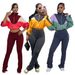 Women's Fashion Long Sleeved Loose Top With Slim Pencil Pants Splicing Color Casual Wear Two Piece Set_ecoleips.com