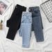Women's Slim Fit Cropped High Waisted Jeans Korean Style Skinny Pencil Pants Trendy Spring Wear outside New 2026_ecoleips.com
