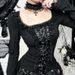 Dark Style Button down Lace Trim Top Elegant Inner Layer Autumn Winter Women's Clothing XS24410 Includes Choker_ecoleips.com