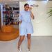 Spring Fashionable Casual Two Piece Set Women's Striped Short Sleeve Shirt And High Waisted Wide Leg Shorts Style_ecoleips.com