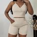 Women's Clothing Autumn And Winter Party New Casual Solid Color Twisted Suspender Top + Shorts Set_ecoleips.com