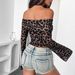 European And American Cross-border 2026 New Off-shoulder Long-sleeve T-shirt Leopard Print Mesh Top Sexy Hot Girl_ecoleips.com