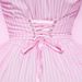 Women's Striped Button Down Collar Long Sleeve V Neck Slim Fit Dress Autumn_ecoleips.com