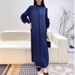 Women's Loose Long Hand-Cranked Flower Solid Color Miyake Pleated Dress_ecoleips.com