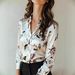 Silk-Touch Satin Blouse With Watercolor Floral Print – Elegant Long Sleeve Shirt For Office & Evening, Breathable Polyester With Stretch (S-XL, Ivory)_ecoleips.com
