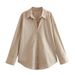 Women's Printed Satin-Feel Shirt – Lightweight Polyester Blouse With Drape, Fall Essential In Stripes & Solids (XS-L, 10 Colorways)_ecoleips.com