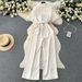 Women's Clothing Jumpsuit Mesh Stitching Dress Collar Waist Elegant Pants_ecoleips.com